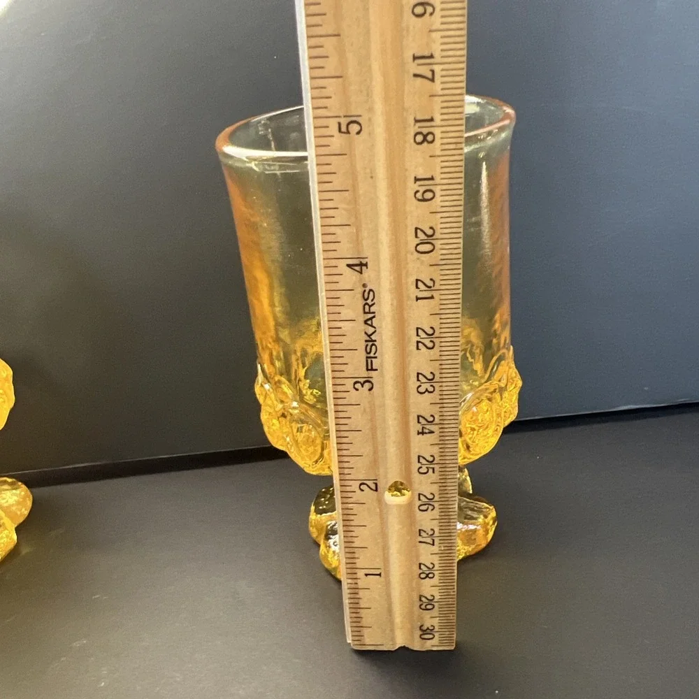 Franciscan Tiffin Madeira Cornsilk 70s x2 Yellow Footed Juice Wine Glass 4.75